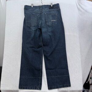 Mecca Jeans Mens 38x32 Blue Baggy Hip Hop Y2K Skater Embroidered